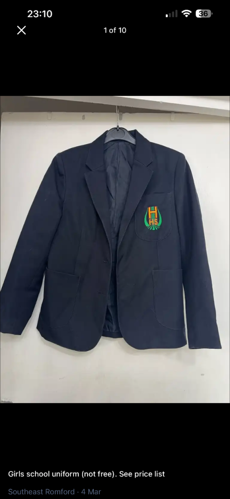 School uniforms  FBA and HORNCHURCH HIGH 