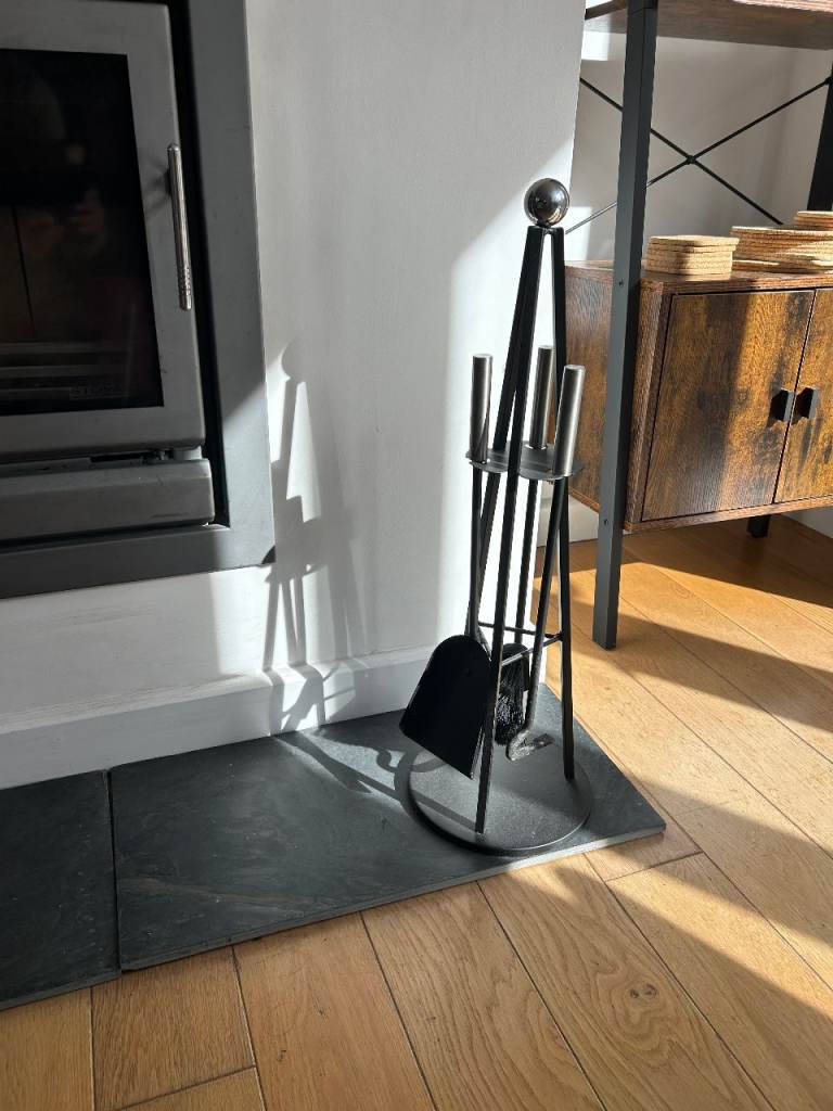 Modern Black Fireplace Companion Set – As Good As New