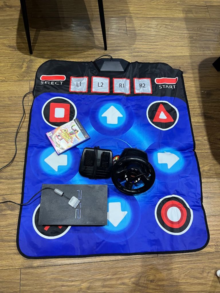 Ps2 dance mat game steering wheel and pedals
