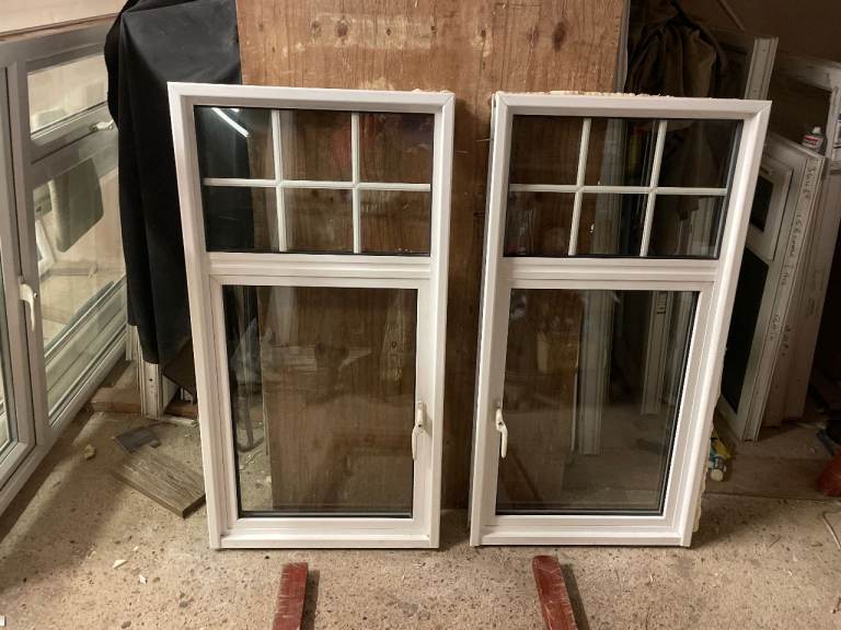 H 126.5 x W 66 cm - MATCHING PAIR - £80 EACH - MODERN ALUMINIUM DOUBLE GLAZED GEORGIAN WINDOWS