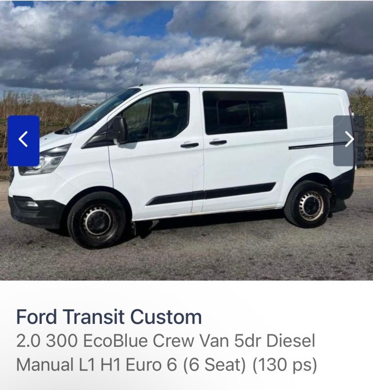 Ford, TRANSIT CUSTOM, Panel Van, 2018, Manual, 1996 (cc)
