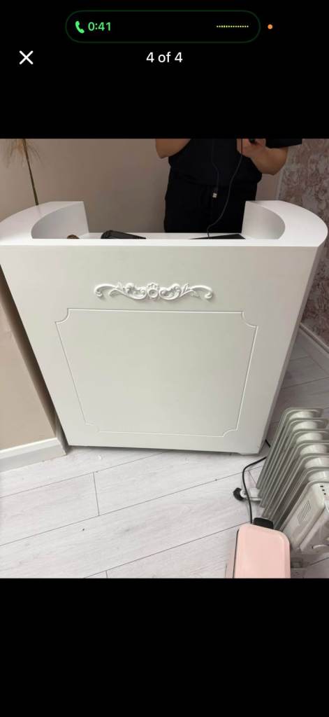 White Reception Desk / Console Table – Good Condition