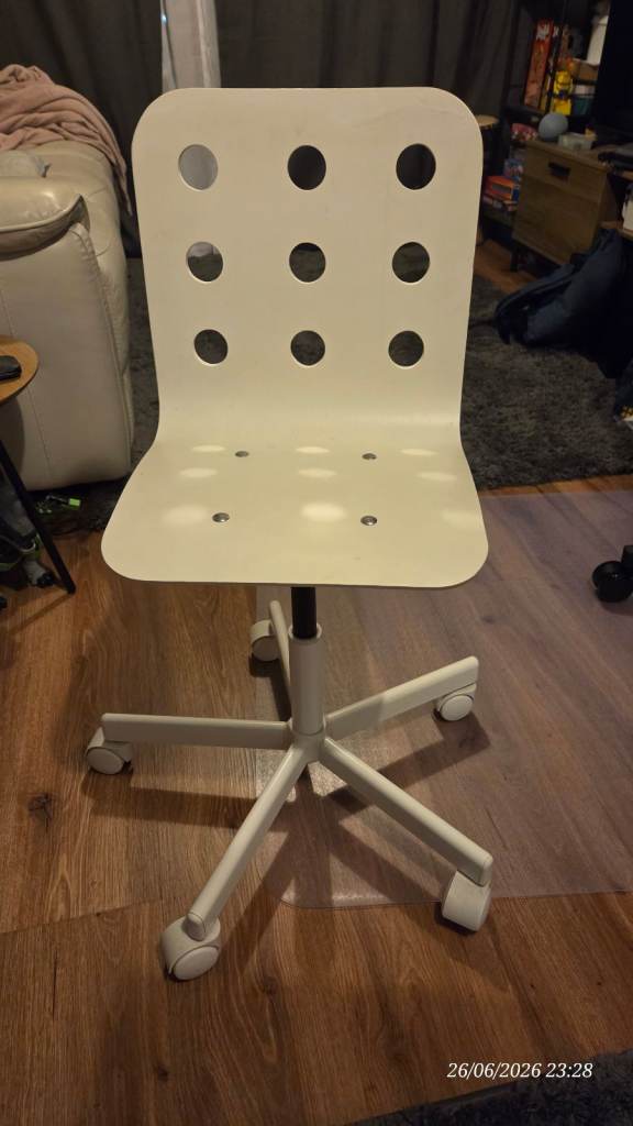 IKEA Children's Adjustable Swivel Desk Chair – White – Good Condition