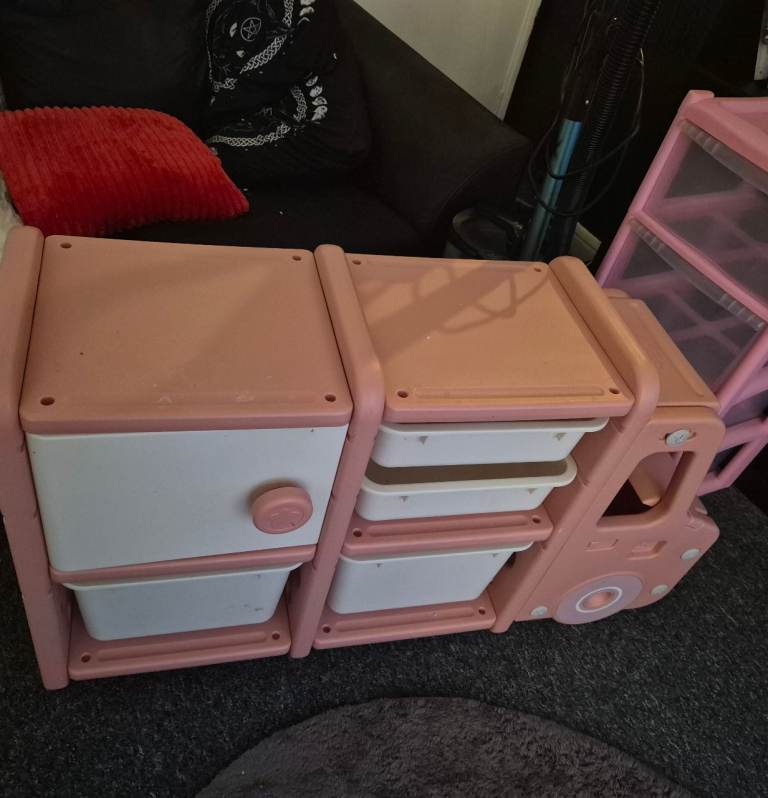 Pink Kids Storage Unit with Drawers – Good Condition