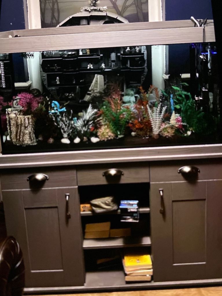 Large fluval shaker Aquarium Fish Tank with Cabinet and Accessories retails 800 pounds new 