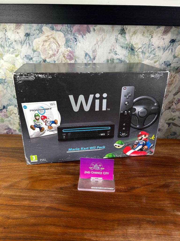 Nintendo Wii V2 Console Boxed - Wii Sports Resort - Mario Kart + Wheel -Complete