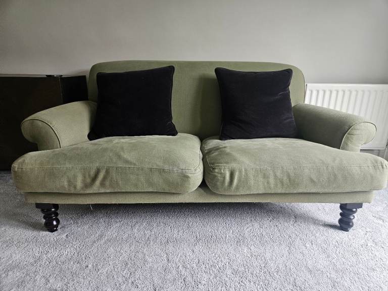 2 x Sofa dot com Sofas – Green Fabric – Sold as Pair