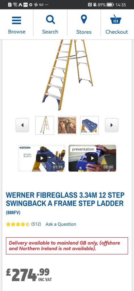 Werner 12 Rung Fibreglass Step Ladder 