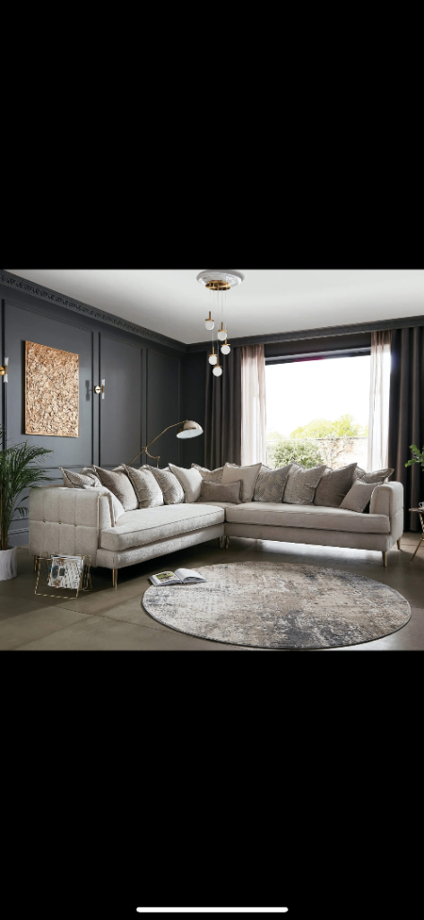 Cream & gold DFS corner couch 