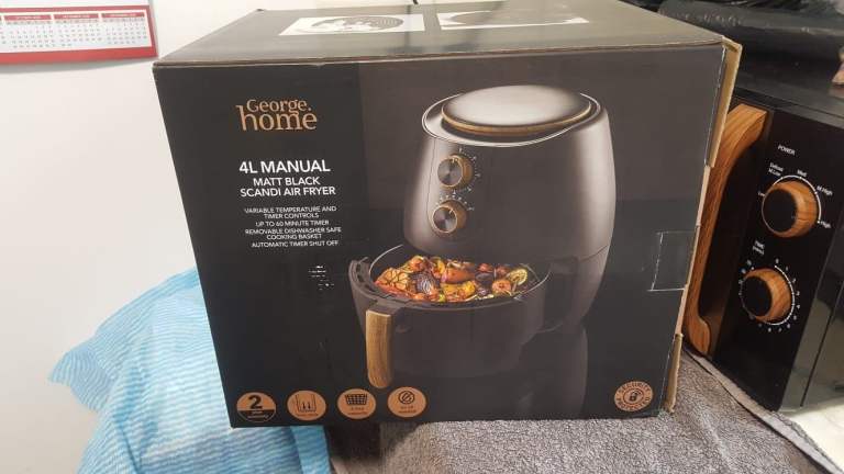 George Home 4L Manual Matt Black Scandi Air Fryer – Brand New
