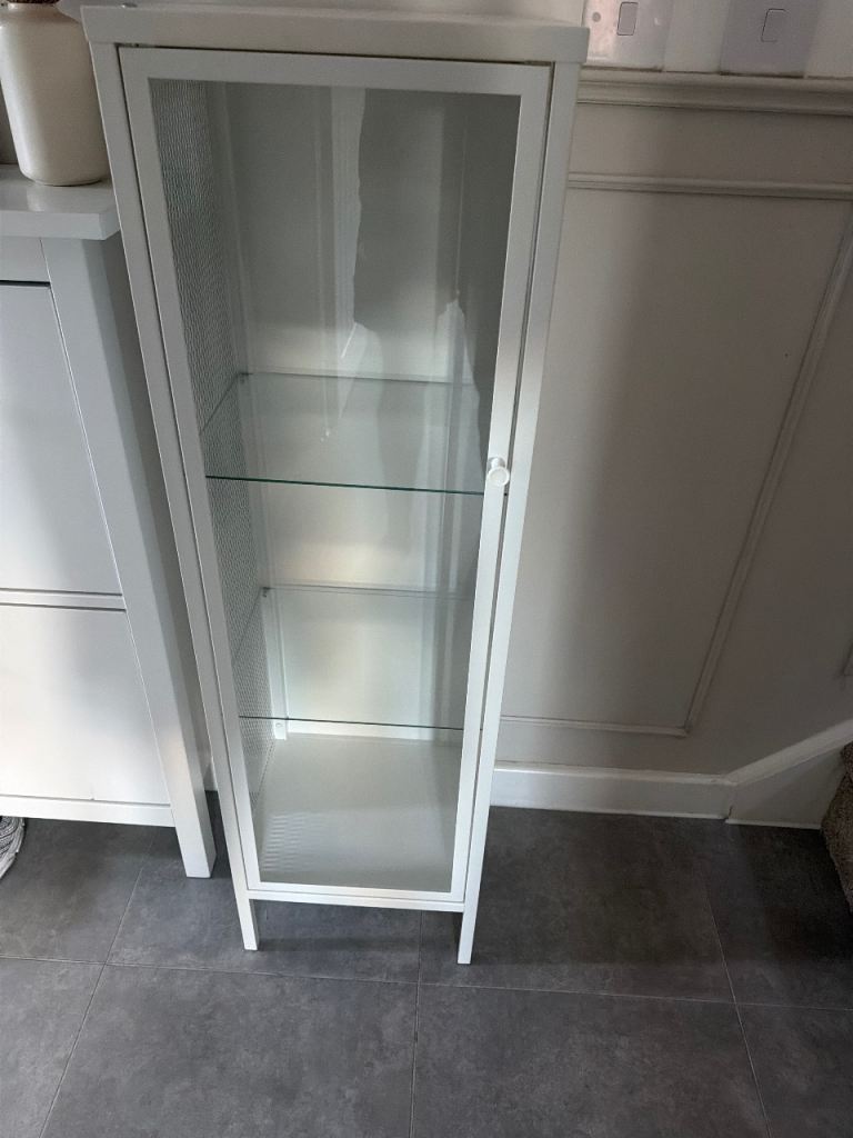 White Metal and Glass Display Cabinet - Good Condition
