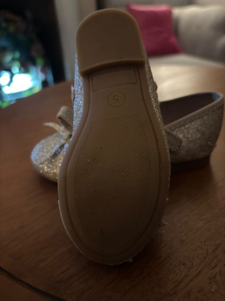 Girls Gold Sparkly Party Shoes Size 5