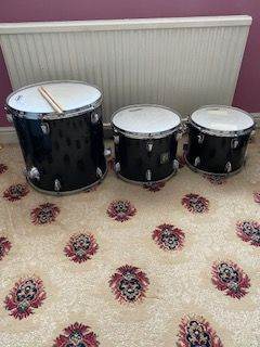 Black Drum Kit Toms with Sticks – Good Condition