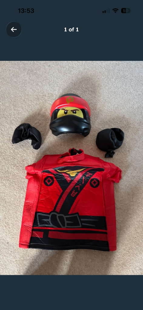 Red Ninjago Costume – Kids Fancy Dress Outfit, Good Condition