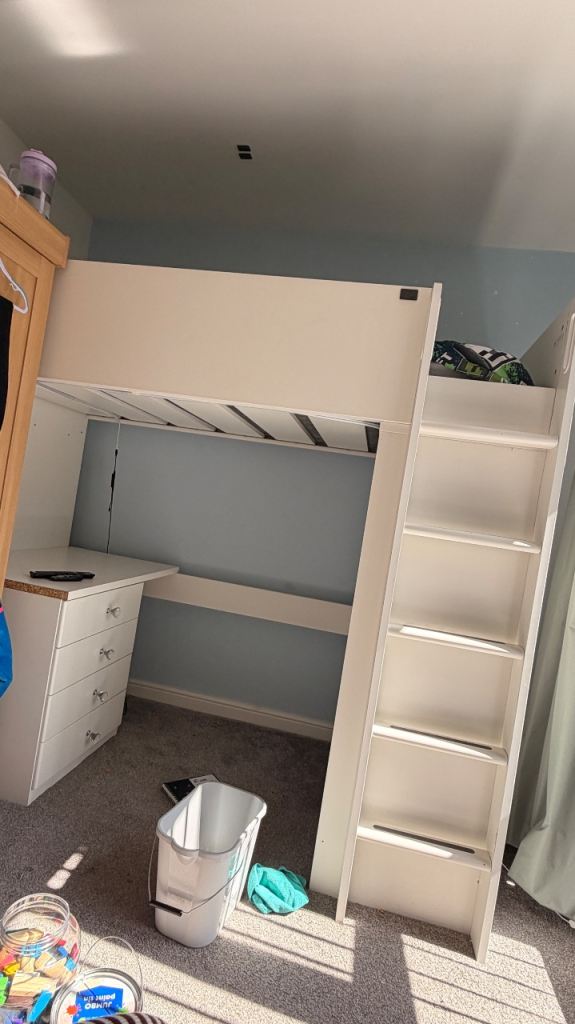 High rise bunk bed with desk