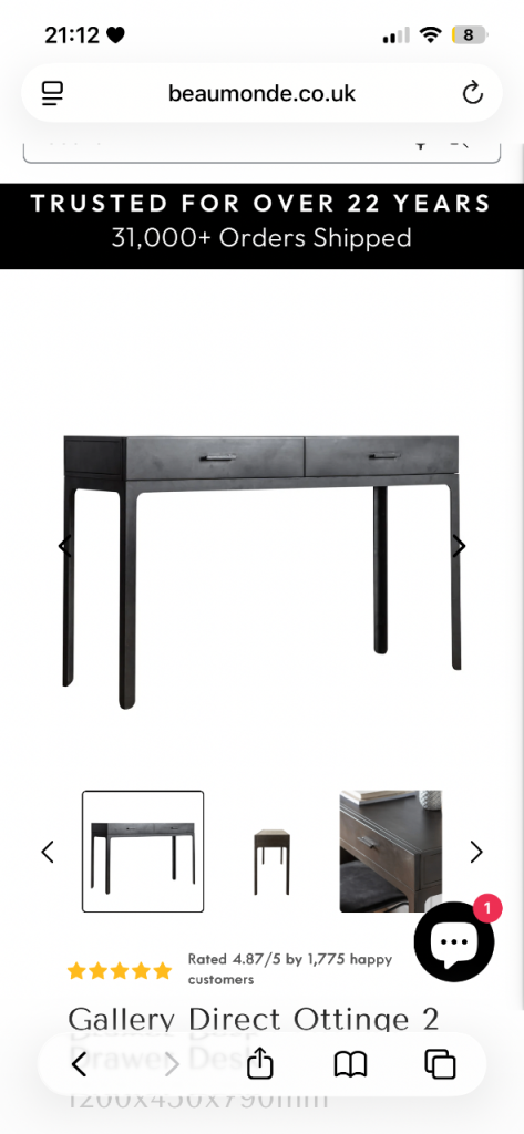 Brand new 2 draw desk 