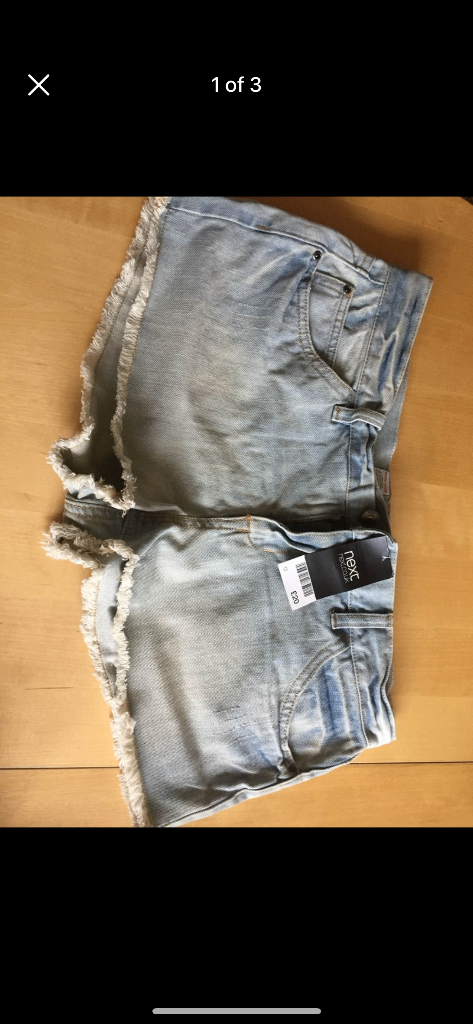 (482) Next ladies denim shorts, size 12, brand new!