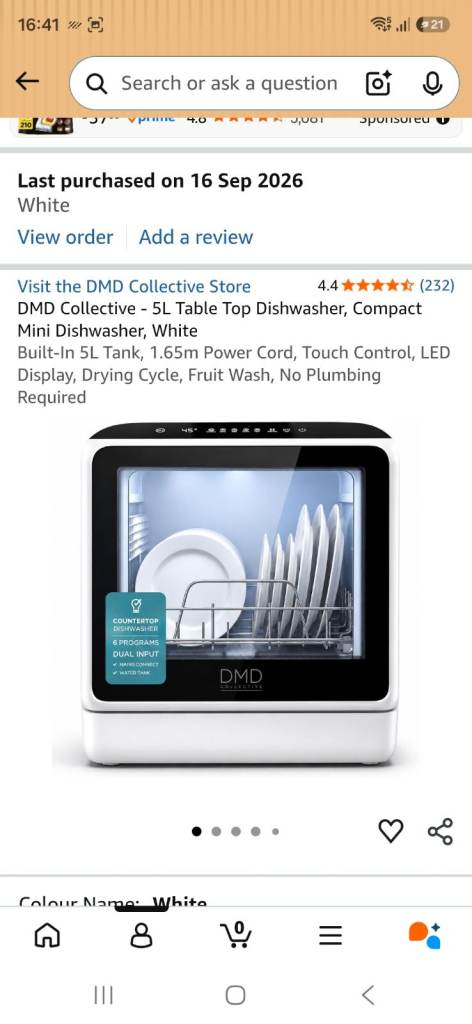 DMD Collective 5L Table Top Mini Dishwasher - White, New
