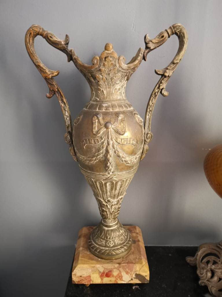 Pair of Antique French Napoleon III–Style Bronze Decorative Vases, c. 1860–1885