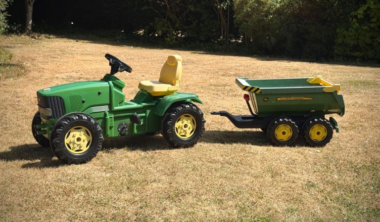 John Deere pedal tractor and trailer