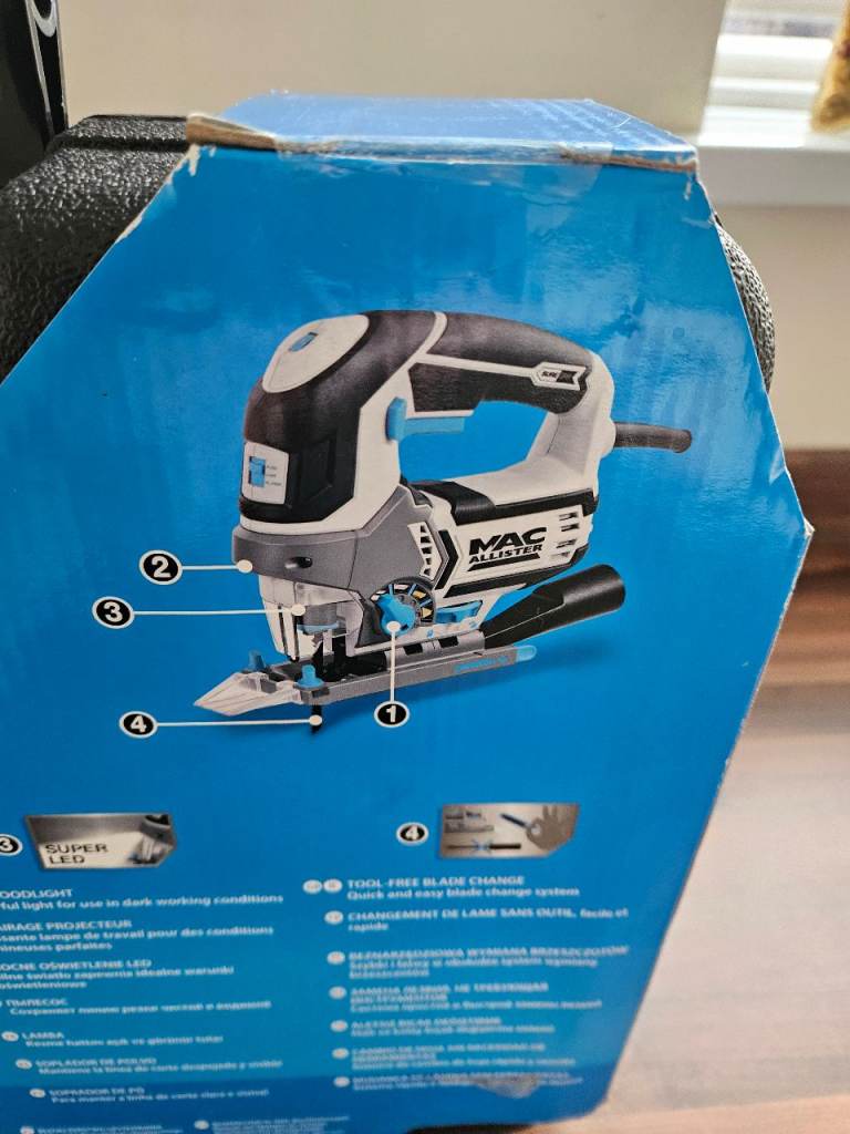 BRAN NEW BOXED SEALED MAC ALLISTER ELECTRIC JIG SAW 750WATT MOTOR KIT BOX LED LIGHT 