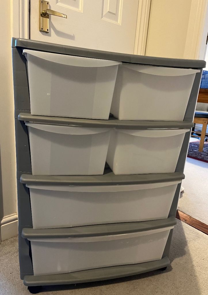 Grey Plastic Storage Unit with 6 Drawers – Good Condition