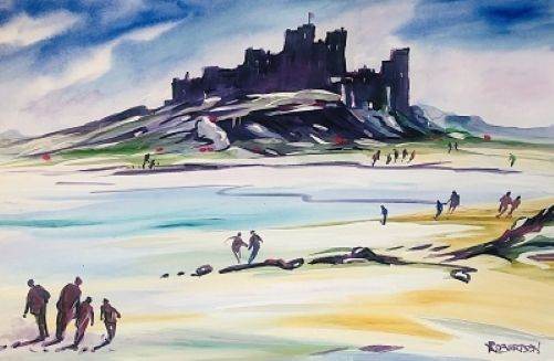 Bamburgh Castle, Northumberland, Original Watercolour Painting