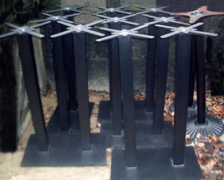 FIVE TALL CAST IRON PUB POSEUR TABLE BASES: - MICROPUBS, BISTRO, HOME BAR, MAN AND WOMAN CAVE