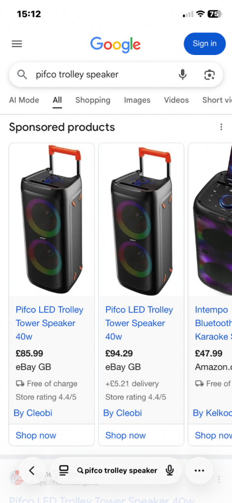 Pifco trolley speaker 