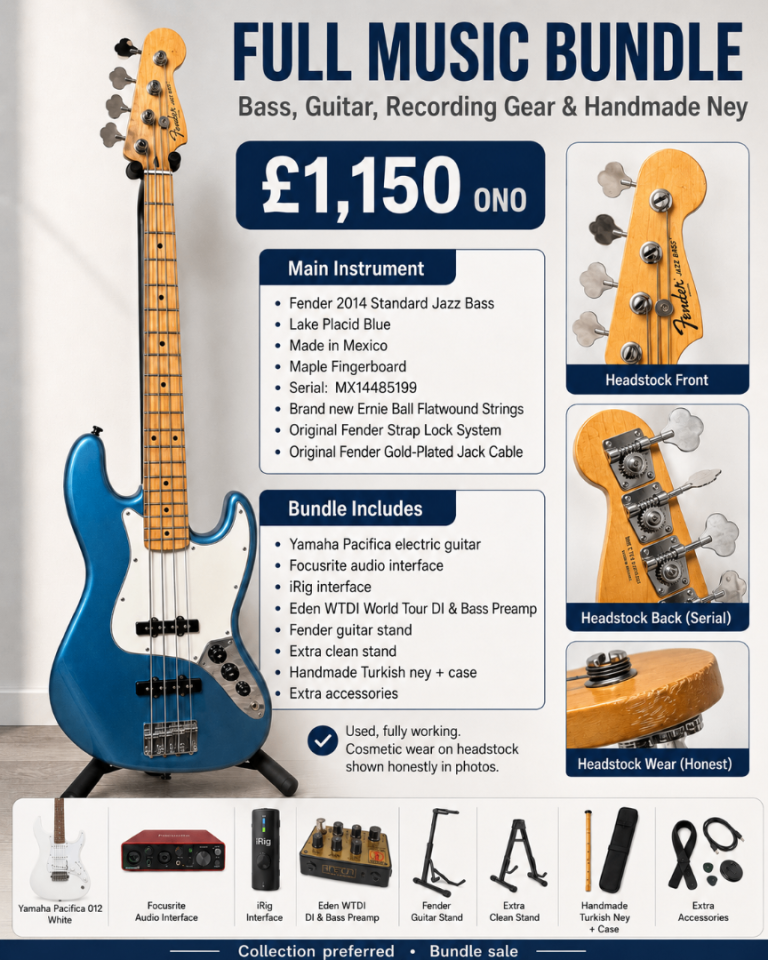 Fender Jazz Bass + Yamaha Pacifica 012 + Focusrite + Eden WTDI Bundle