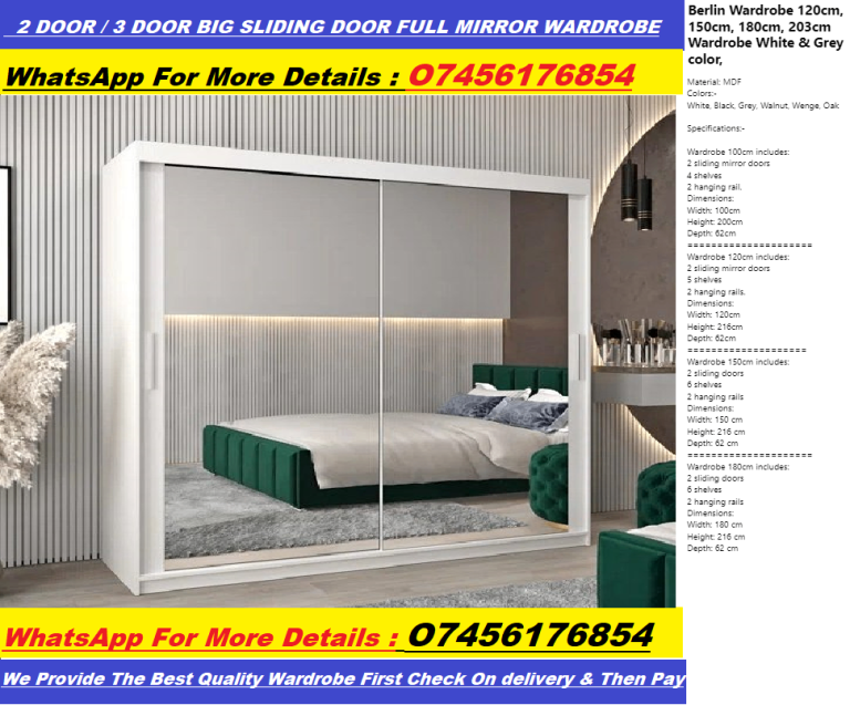 Style Bedroom Wardrobe with Sliding Mirror Doors and Dressing Mirror