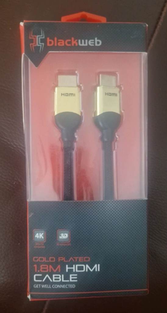 BLACKWEB 4K HDMI 2.0 Cable 2160p Gold Plated for PS5/HDTV/Laptop - 1.8m