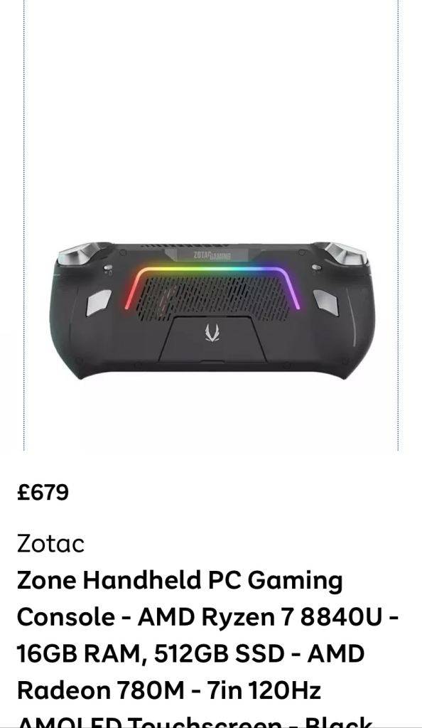 Gaming SET Zone Handheld PC Gaming Console - AMD Ryzen 7 8840U - 16GB RAM, 512GB SSD - AMD Radeon