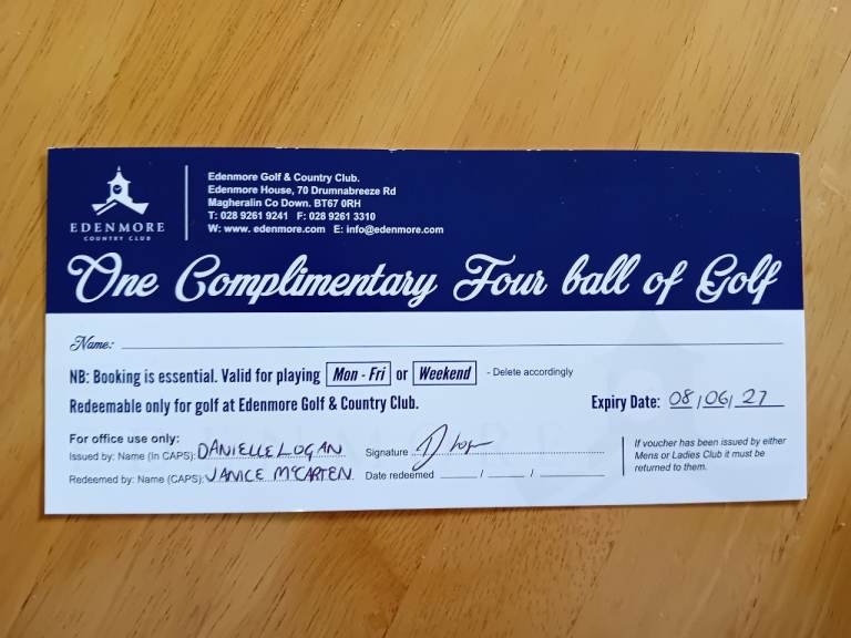 Complimentary 4 ball of golf