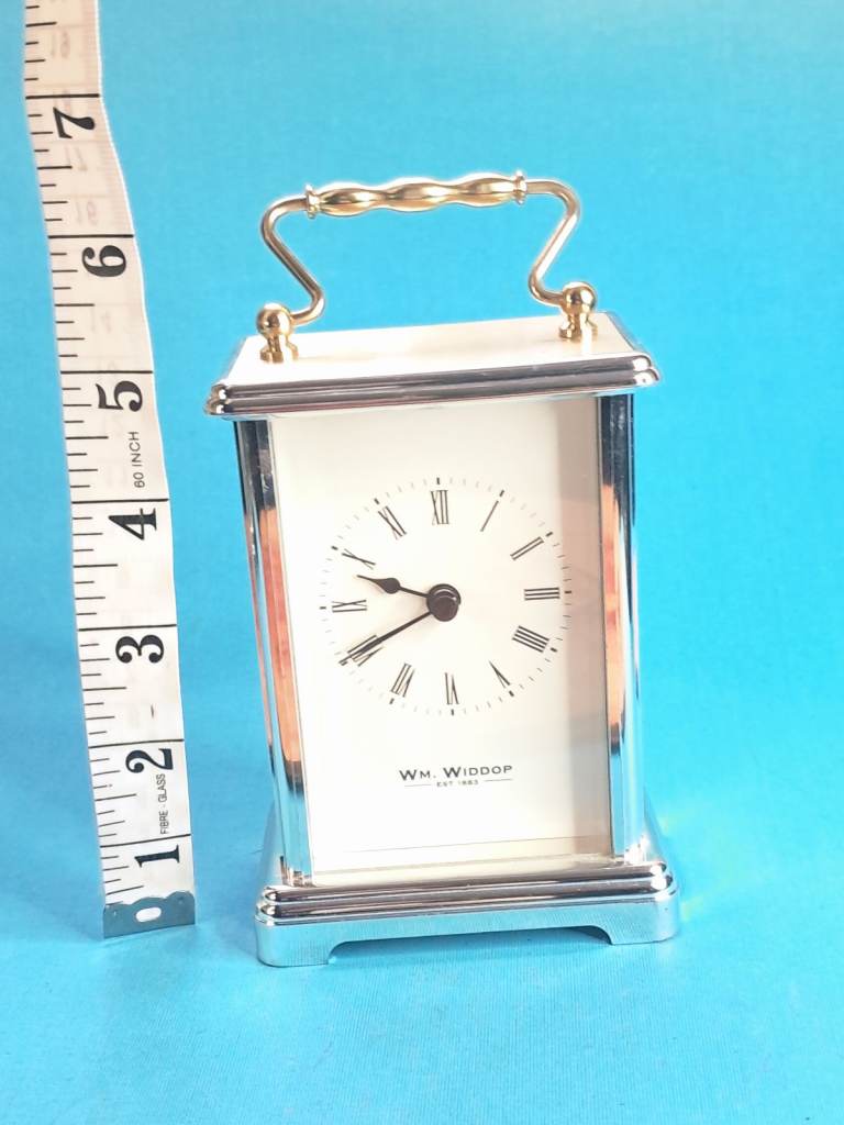 Wm. Widdop Carriage Clock – Silver colour, Good Condition
