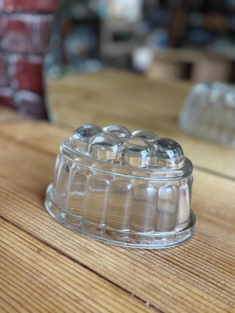 A vintage clear glass Jelly mould.Display/use collectible