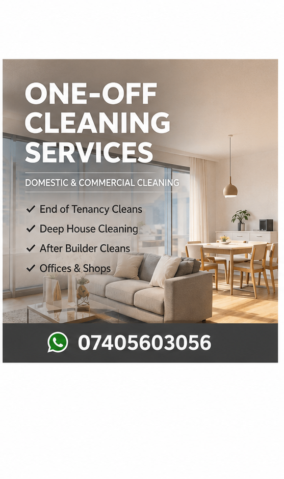 🔥 ONE-OFF CLEANING SPECIALISTS – SAME DAY AVAILABLE – DOMESTIC & COMMERCIAL 🔥
