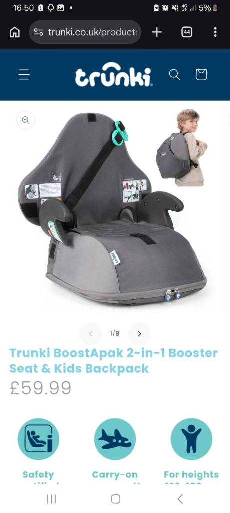 new trunki 2in1 booster pak booster seat and backpack 