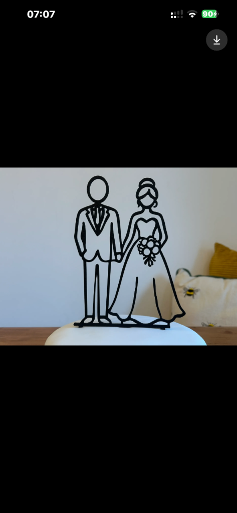 Brand New Black Silhouette Wedding Cake Topper