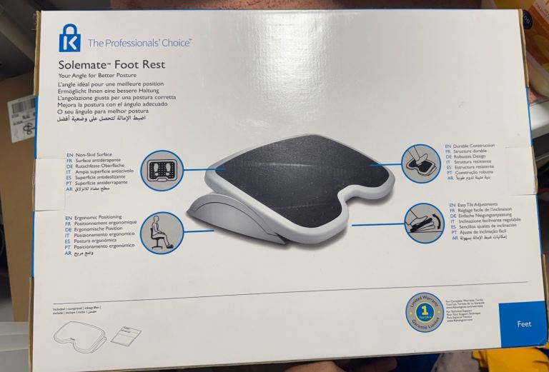 Kensington Solemate Ergonomic Foot Rest –  in Box