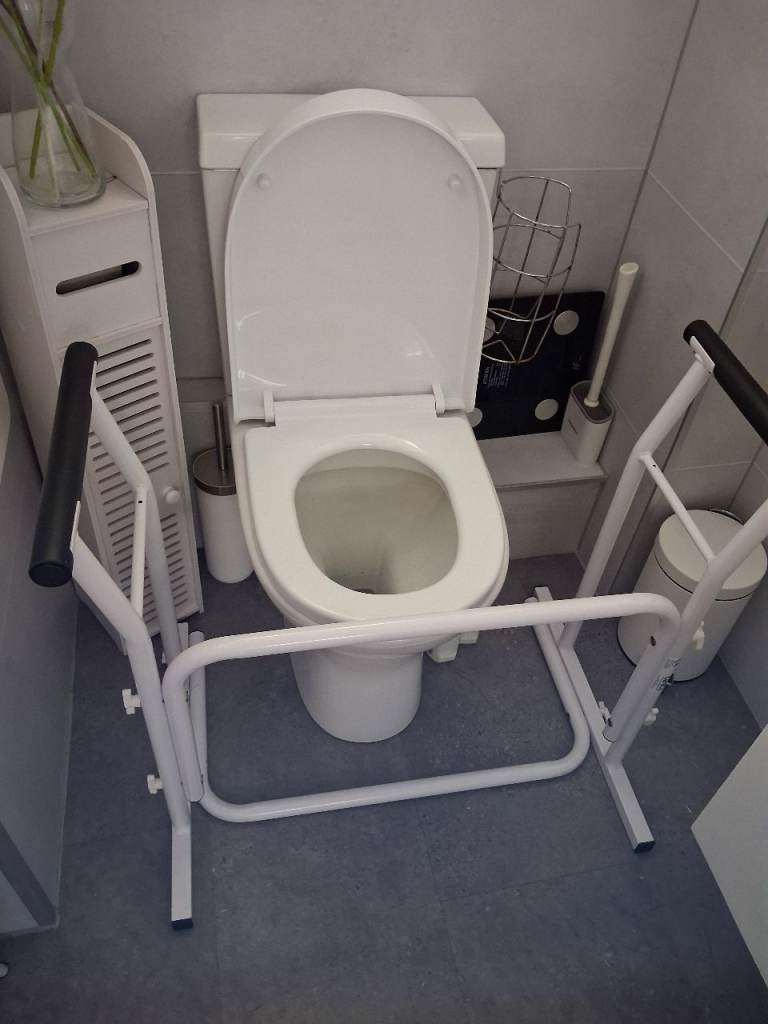 White Toilet Safety Frame Support Grab Bar