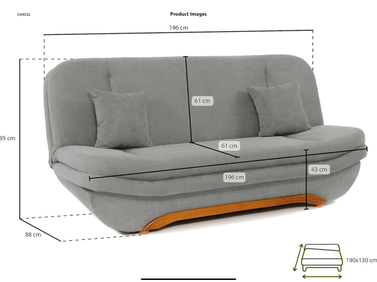 image for double sofa bed with storage
