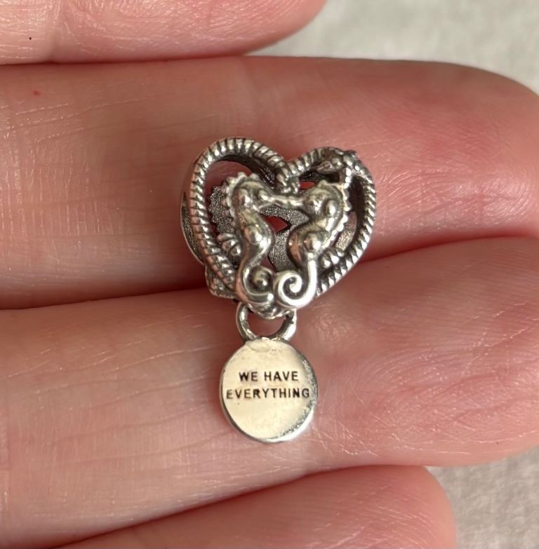 Pandora Silver Heart Seahorse Charm – Good Condition