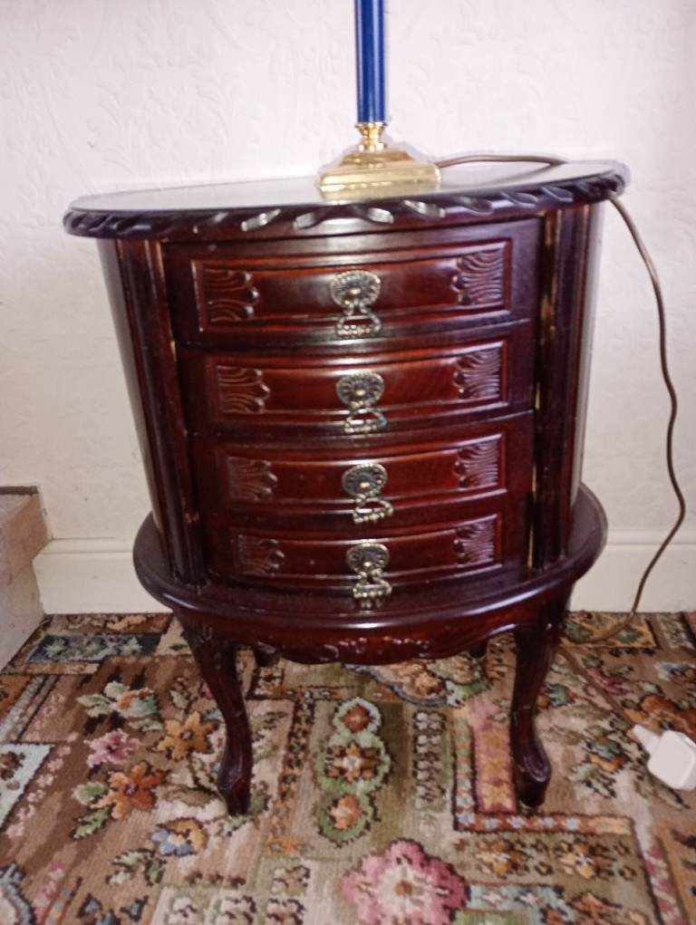 mahogany round telephone-lamp table