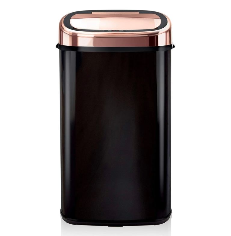 Tower T80904RB Kitchen Bin Sensor Lid Auto Soft-Close 58L Black & Rose Gold (NEW)-Collection Only