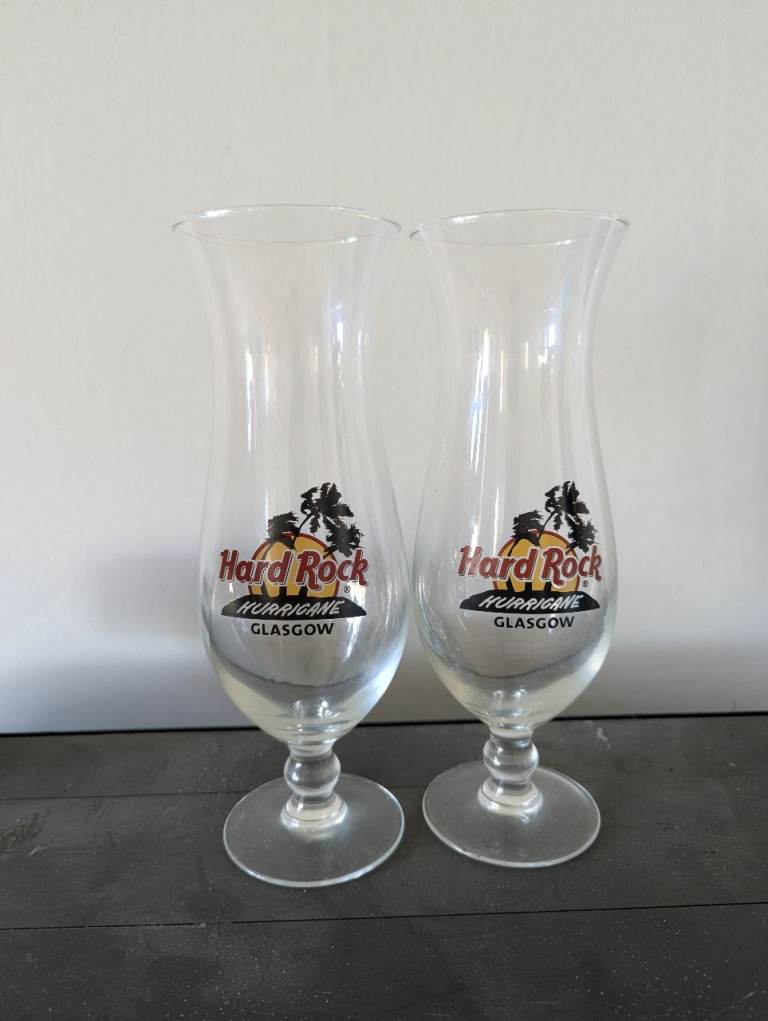 2x Hard Rock Cafe Glasgow Hurricane Glasses