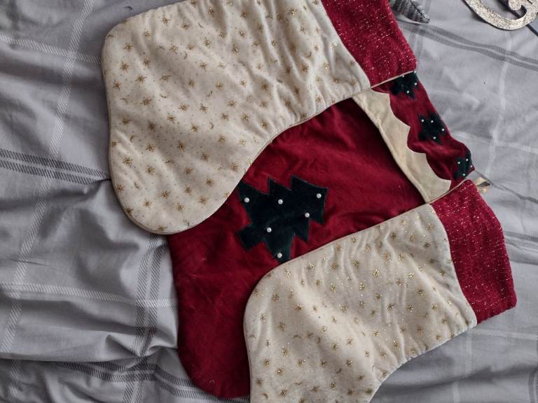 Christmas Stocking with Tree Design – Good Condition
