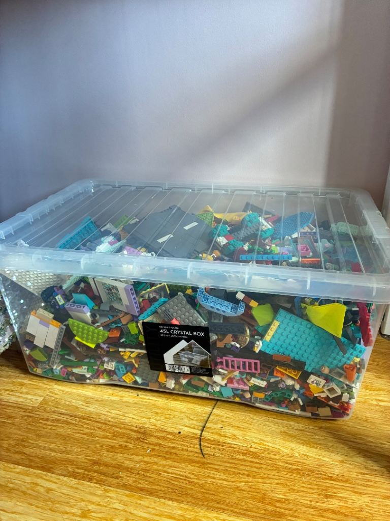 Large Box of LEGO Bricks with Play Mat and Instructions