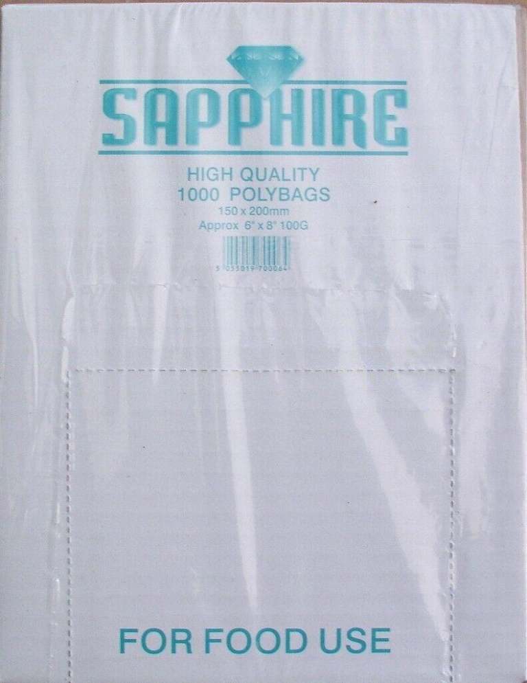 1000 Clear plastic polythene food use bags 6” x 8”