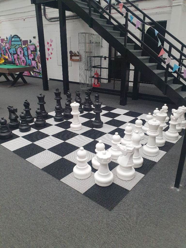 Giant Outdoor Chess Set – Black & White, Good Condition